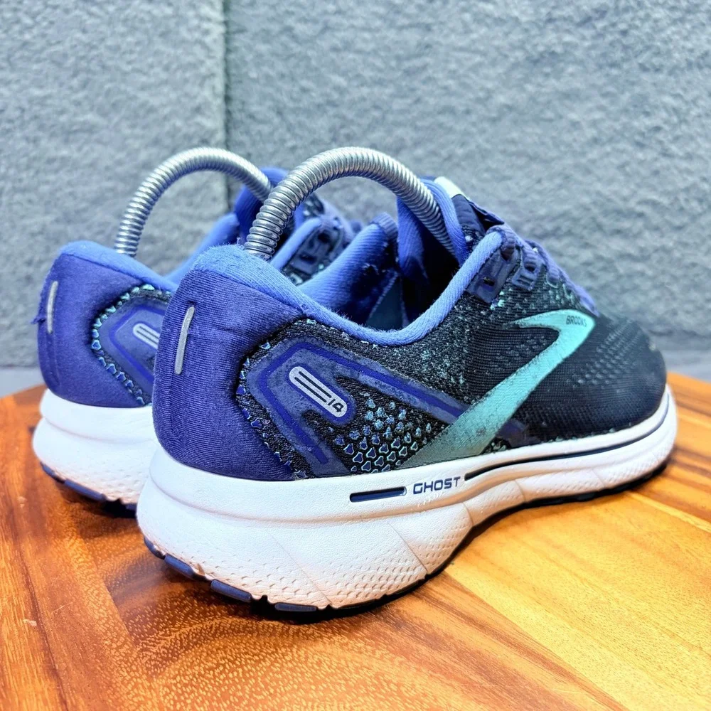 Brooks Ghost 14 Womens Running Shoes Navy Blue Aqua 1203561B446 Size 8.5 B
